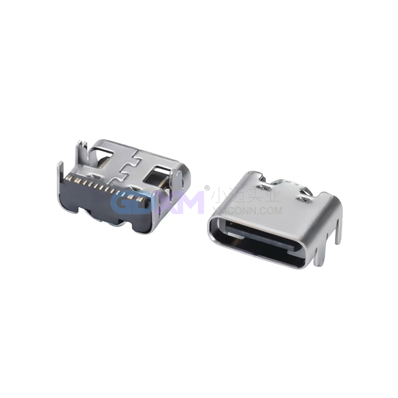 USB Type-C母座16Pin板上四脚插板CL=6.8